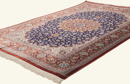 3 x 5 - Navy Blue Vintage Persian Qum Rug - 79792