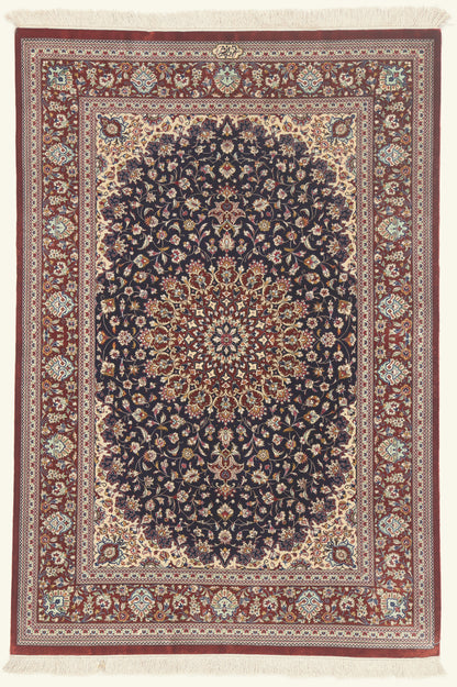 3 x 5 - Navy Blue Vintage Persian Qum Rug - 79792