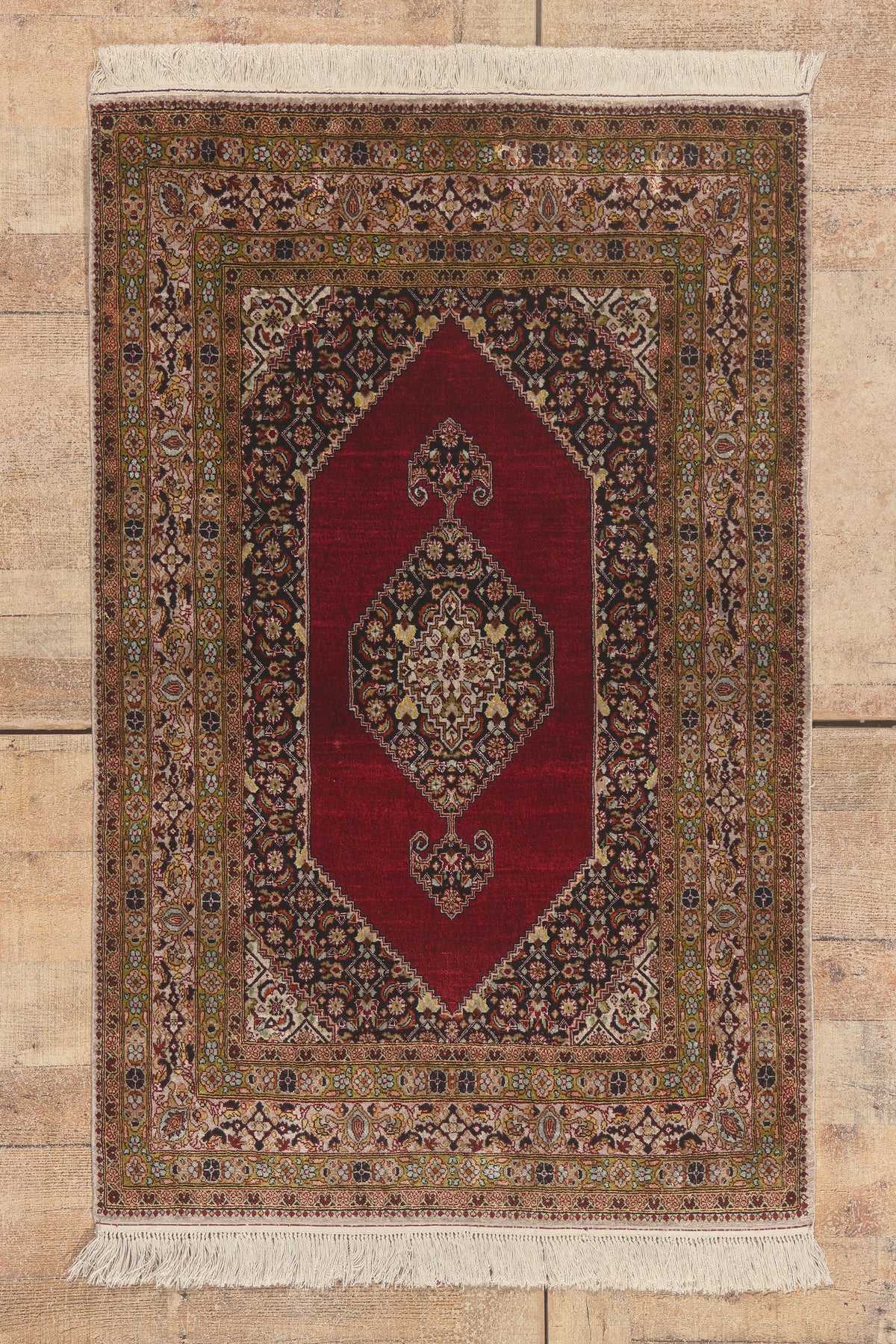 3 x 5 - Red Vintage Persian Qum Rug - 79793