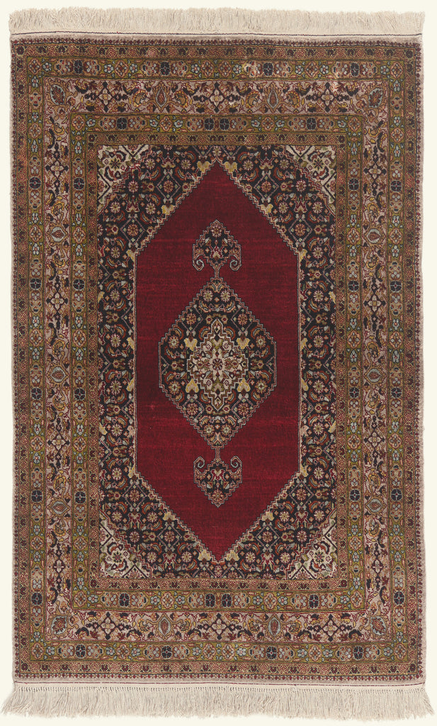 3 x 5 - Red Vintage Persian Qum Rug - 79793