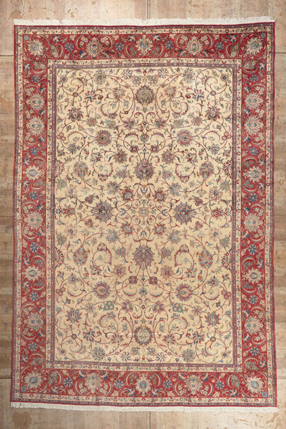 13 x 19 - Ivory Vintage Persian Isfahan Rug - 79797