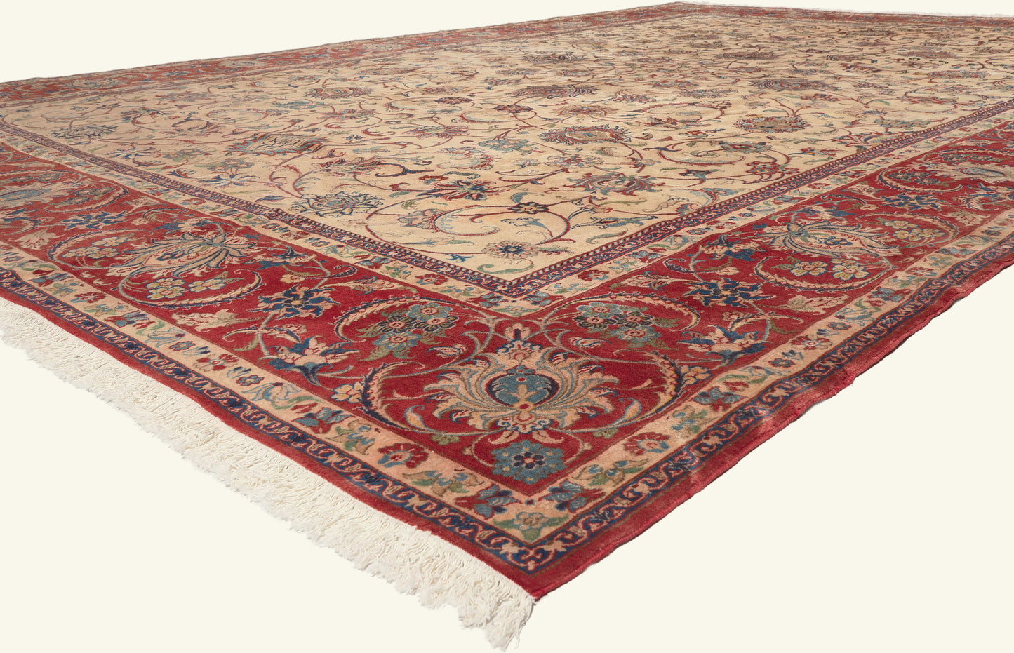 13 x 19 - Ivory Vintage Persian Isfahan Rug - 79797