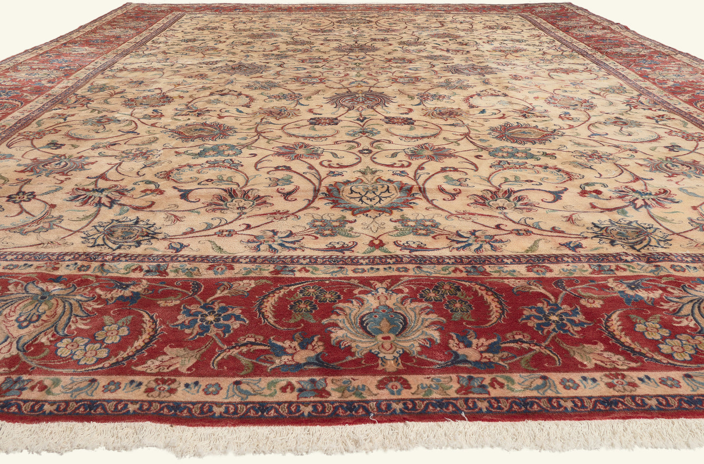 13 x 19 - Ivory Vintage Persian Isfahan Rug - 79797