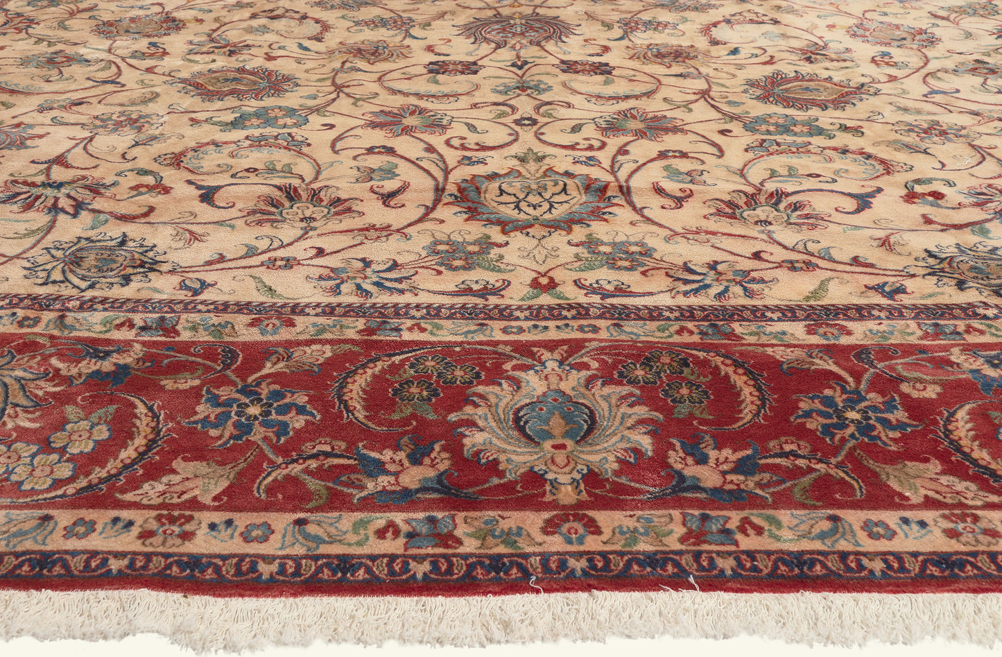 13 x 19 - Ivory Vintage Persian Isfahan Rug - 79797