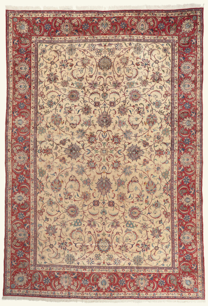 13 x 19 - Ivory Vintage Persian Isfahan Rug - 79797