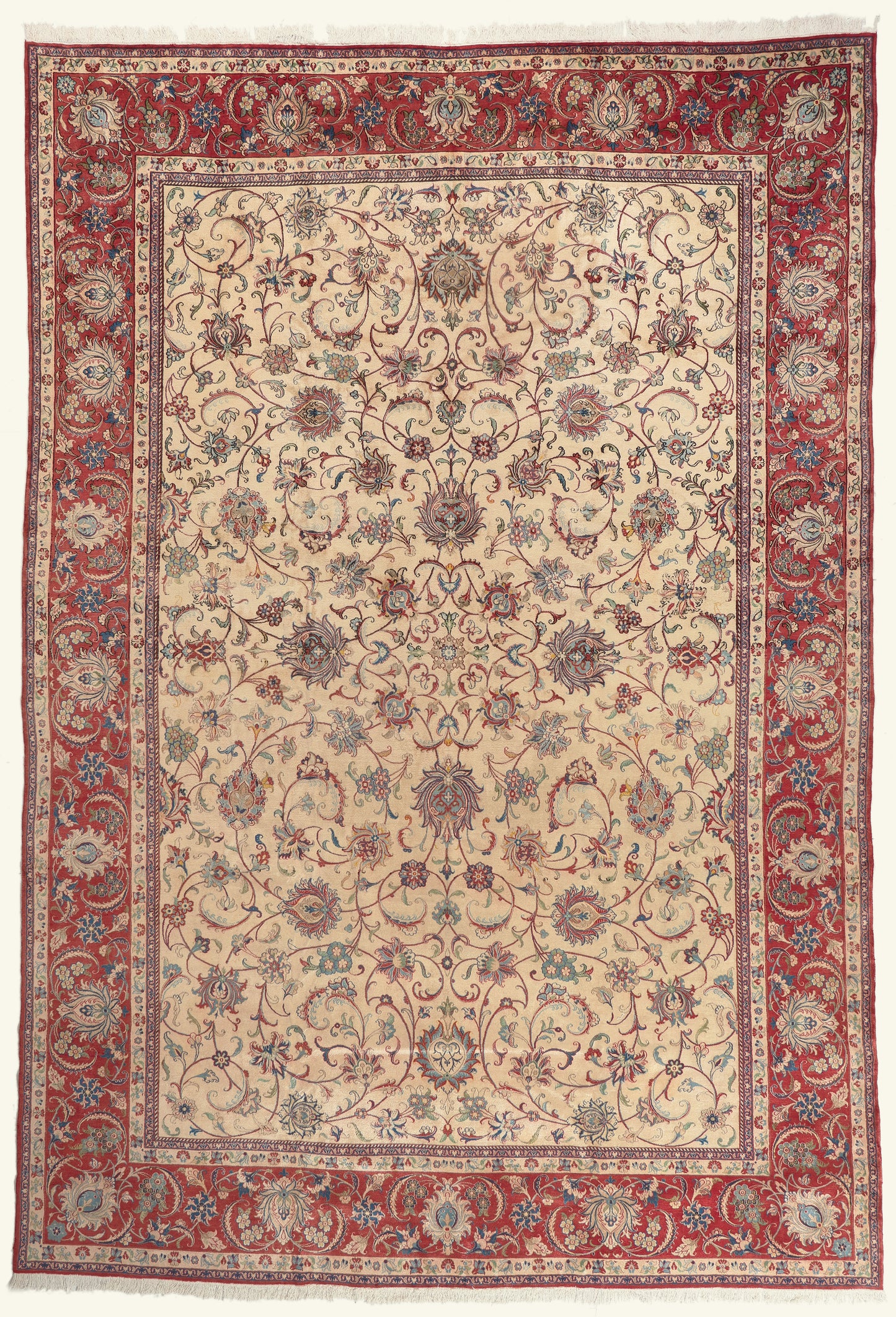 13 x 19 - Ivory Vintage Persian Isfahan Rug - 79797