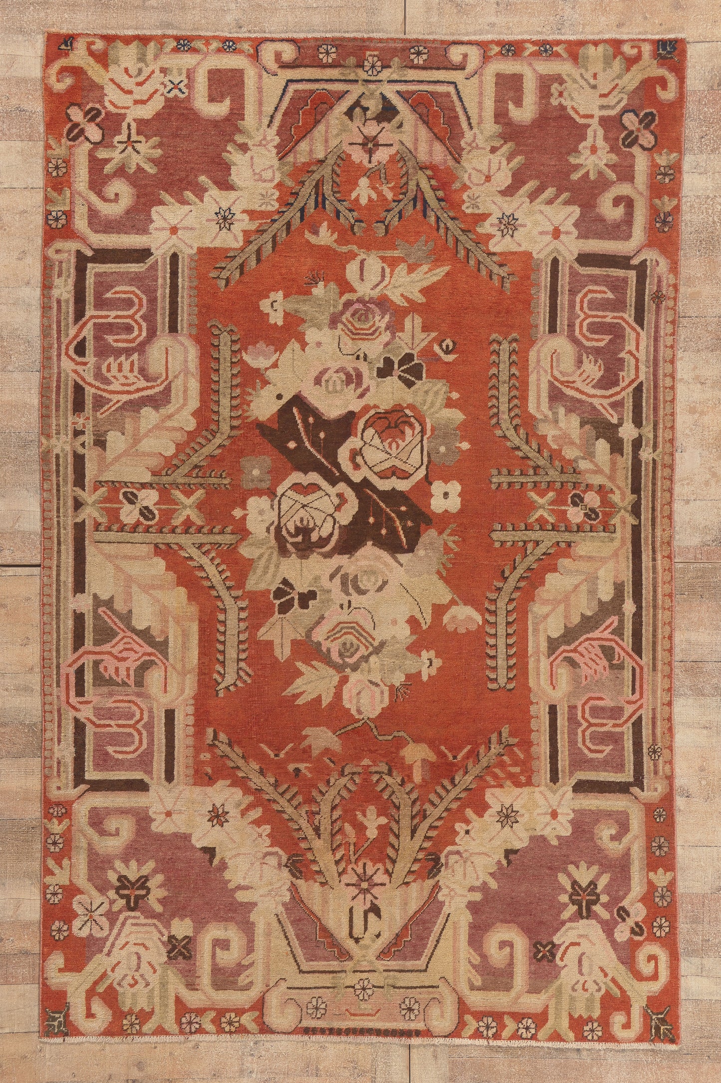 6 x 9 - Red Antique Turkestan Khotan Rug - 79798