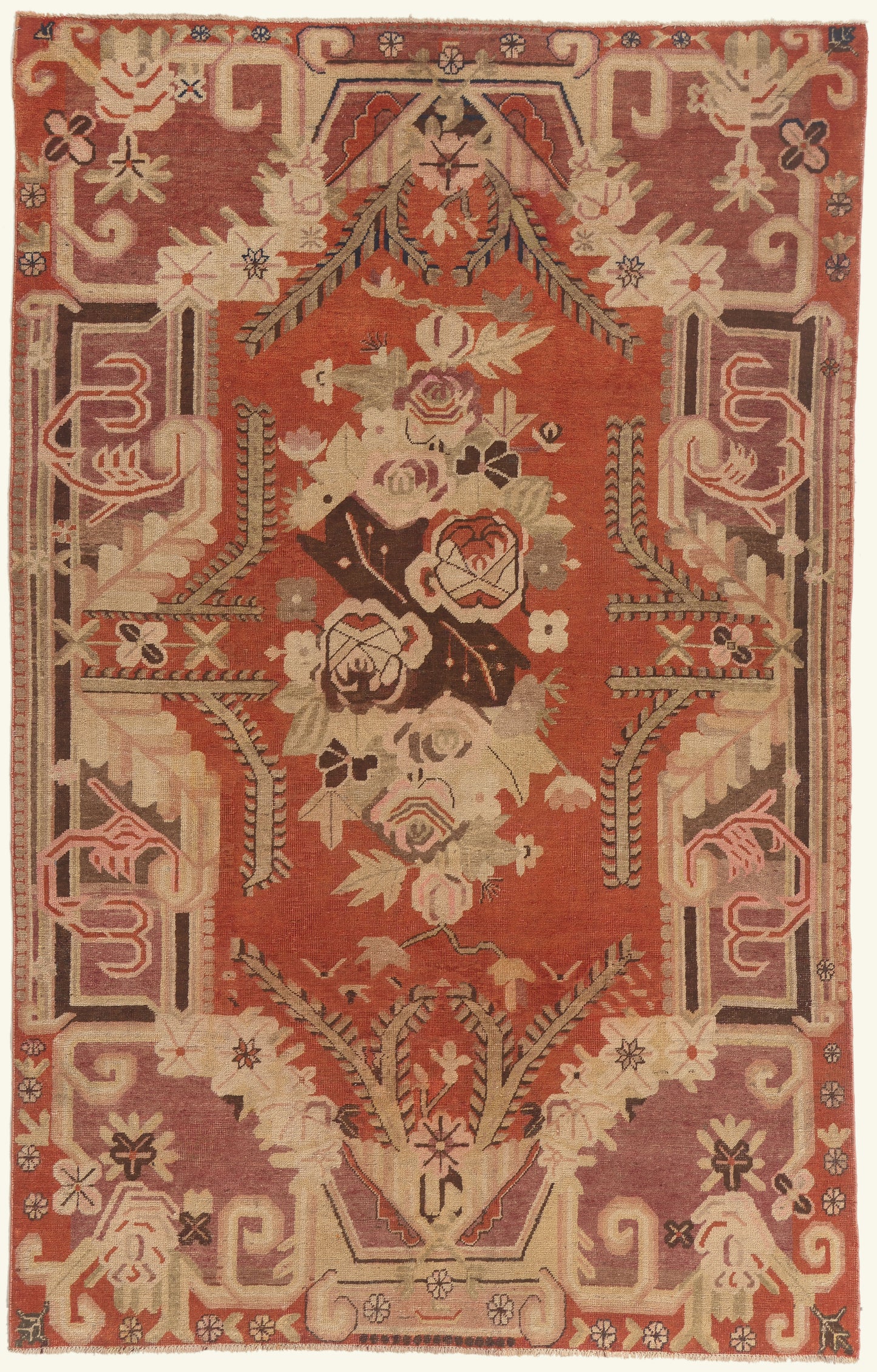 6 x 9 - Red Antique Turkestan Khotan Rug - 79798