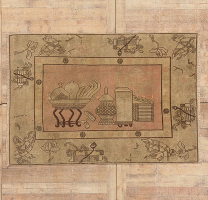 5 x 7 - Rust Antique Turkestan Khotan Rug - 79799