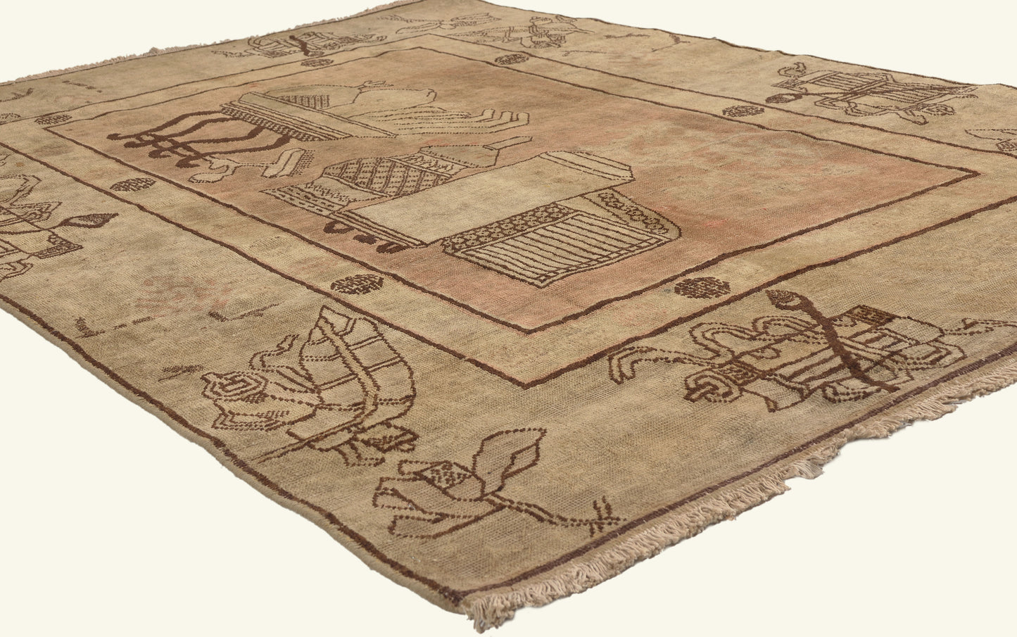 5 x 7 - Rust Antique Turkestan Khotan Rug - 79799