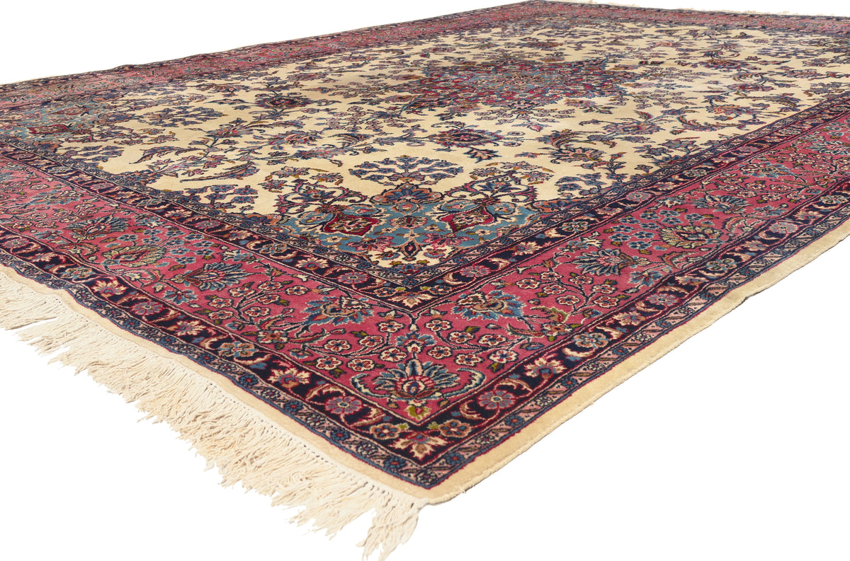 10 x 14 - Ivory Antique Persian Kerman Rug - 79800