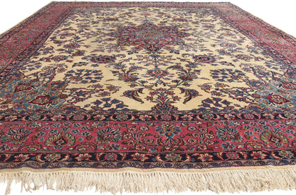 10 x 14 - Ivory Antique Persian Kerman Rug - 79800