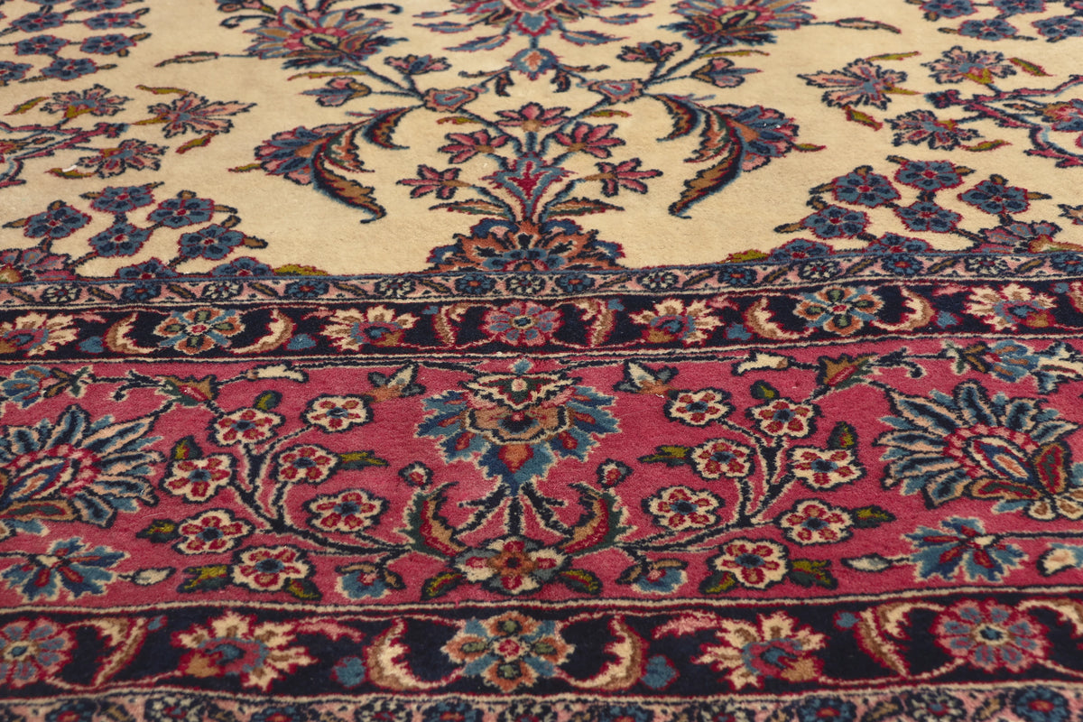 10 x 14 - Ivory Antique Persian Kerman Rug - 79800