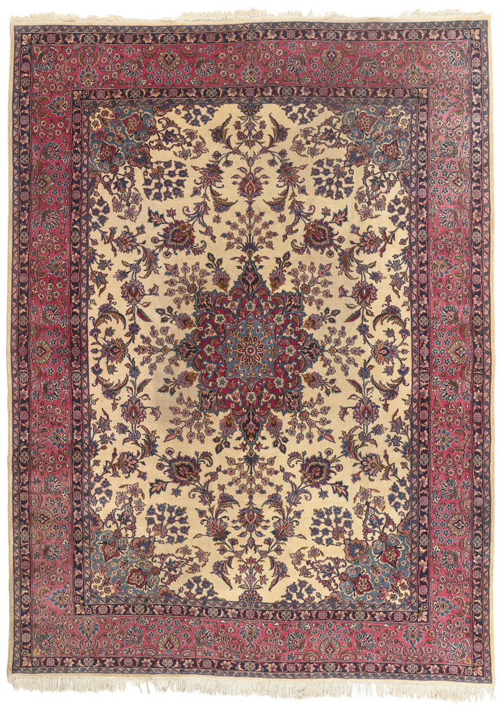 10 x 14 - Ivory Antique Persian Kerman Rug - 79800
