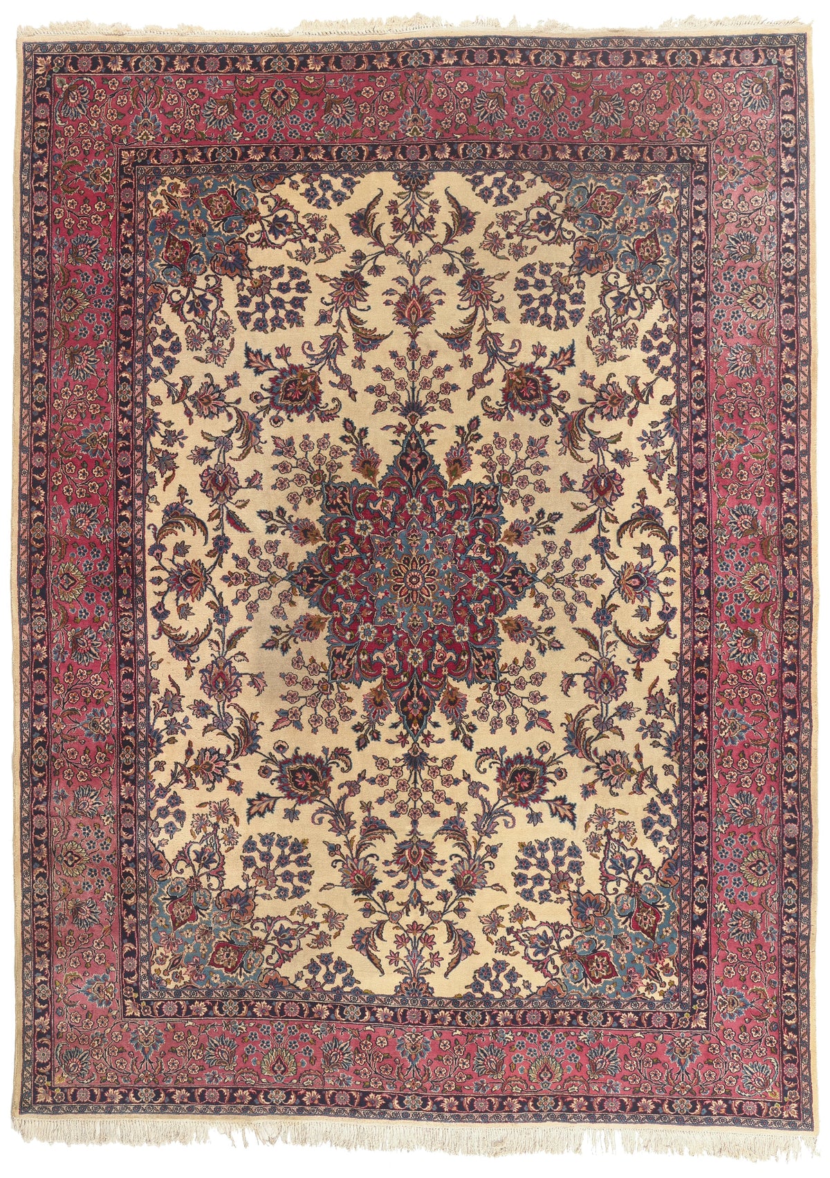10 x 14 - Ivory Antique Persian Kerman Rug - 79800