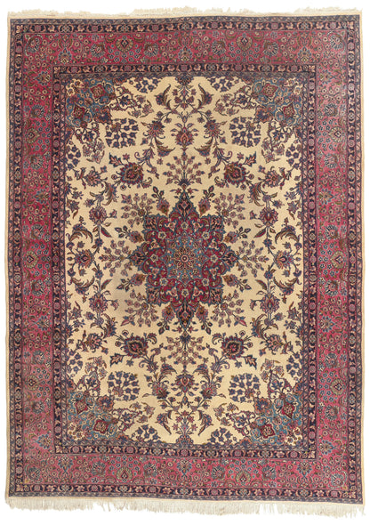10 x 14 - Ivory Antique Persian Kerman Rug - 79800