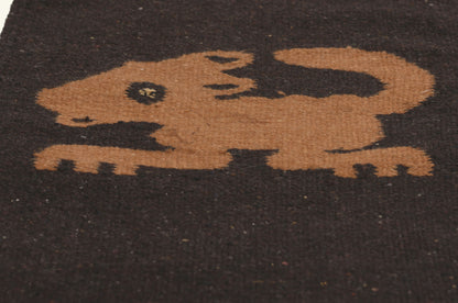 1 x 2 - Brown Vintage Mexican Zapotec Rug - 79804