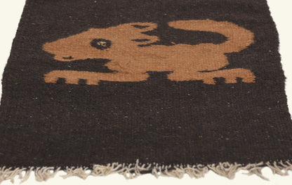1 x 2 - Brown Vintage Mexican Zapotec Rug - 79804