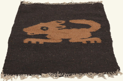 1 x 2 - Brown Vintage Mexican Zapotec Rug - 79804
