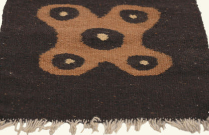 1 x 2 - Brown Vintage Mexican Zapotec Rug - 79805