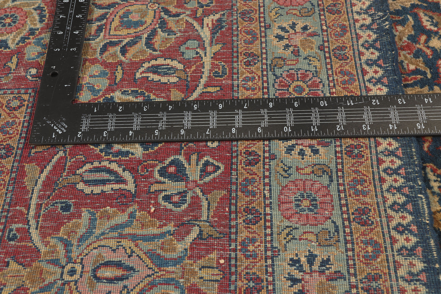 10 x 13 - Navy Blue Antique Persian Kashan Rug - 79806