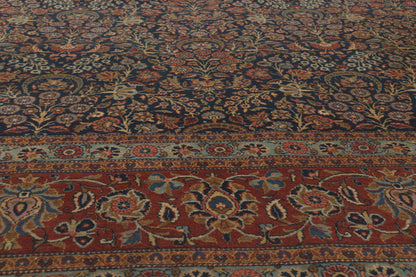 10 x 13 - Navy Blue Antique Persian Kashan Rug - 79806