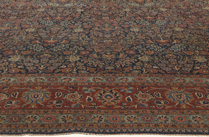 10 x 13 - Navy Blue Antique Persian Kashan Rug - 79806