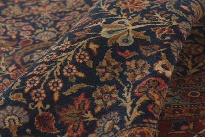 10 x 13 - Navy Blue Antique Persian Kashan Rug - 79806