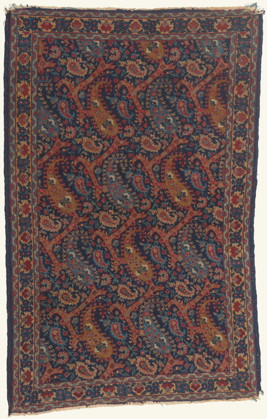 3 x 4 - Navy Blue Antique Persian Tabriz Rug - 79808