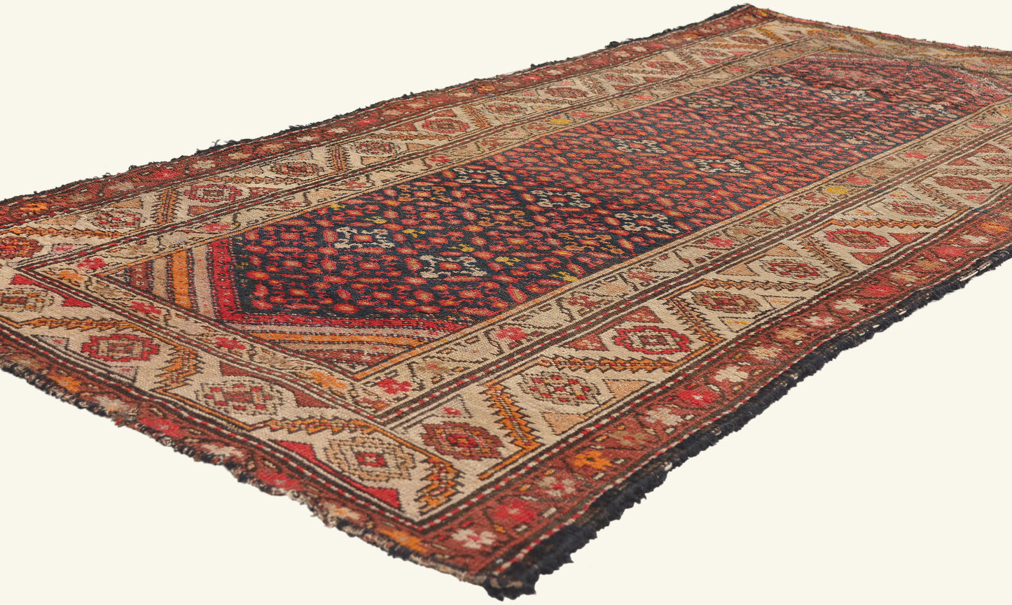 4 x 7 - Navy Blue Antique Caucasian Kazak Rug - 79812