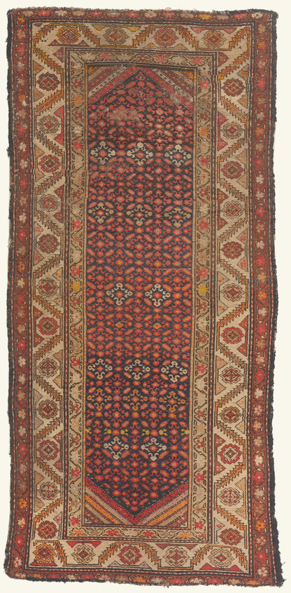 4 x 7 - Navy Blue Antique Caucasian Kazak Rug - 79812
