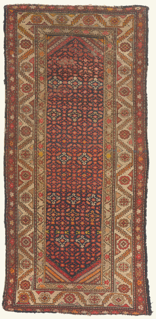 4 x 7 - Navy Blue Antique Caucasian Kazak Rug - 79812