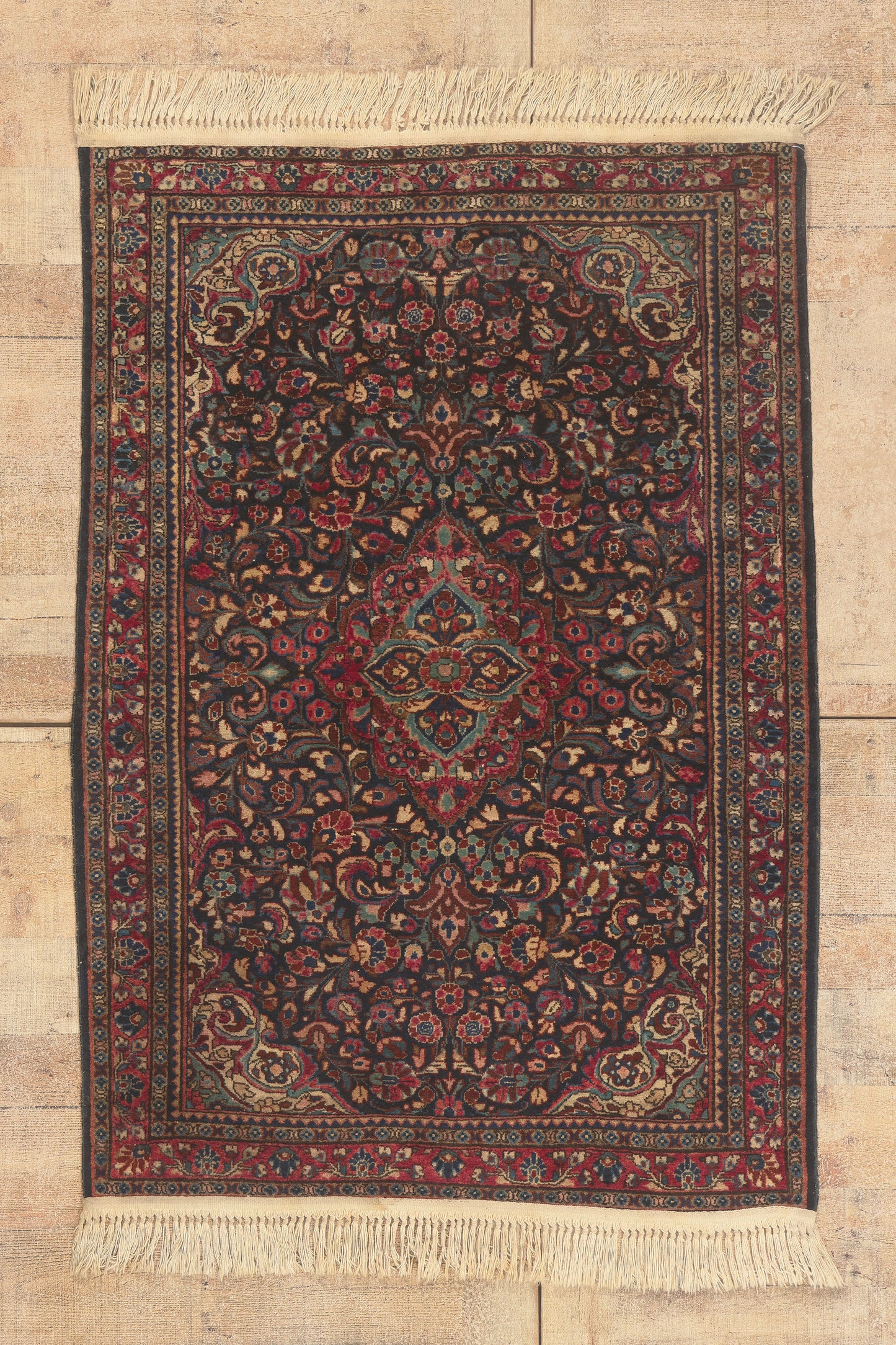 3 x 5 - Navy Blue Antique Persian Sarouk Rug - 79814