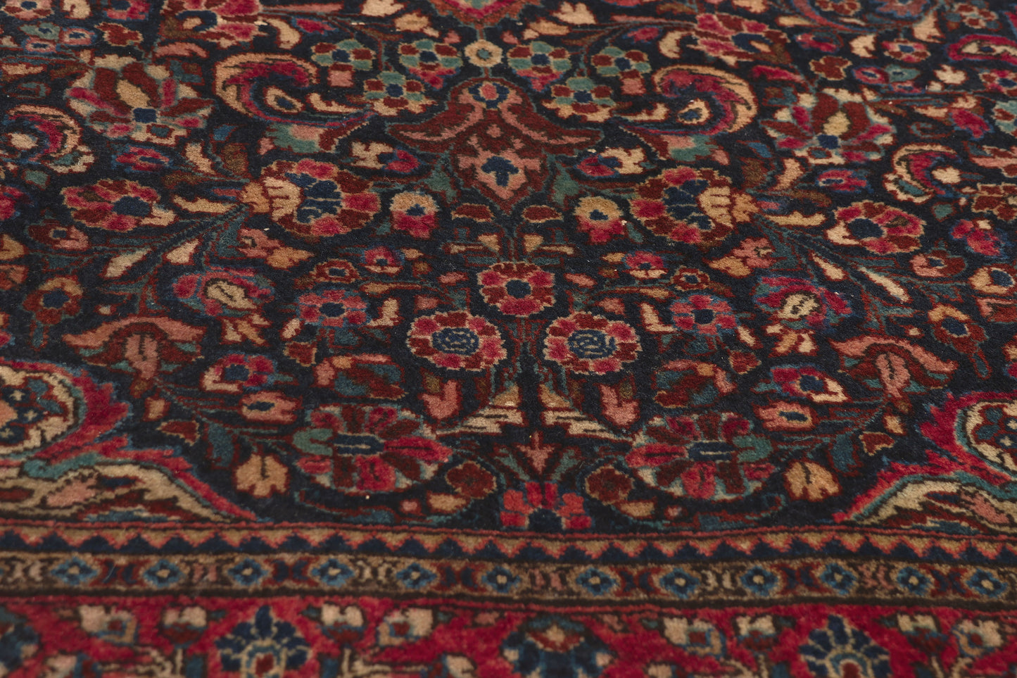 3 x 5 - Navy Blue Antique Persian Sarouk Rug - 79814