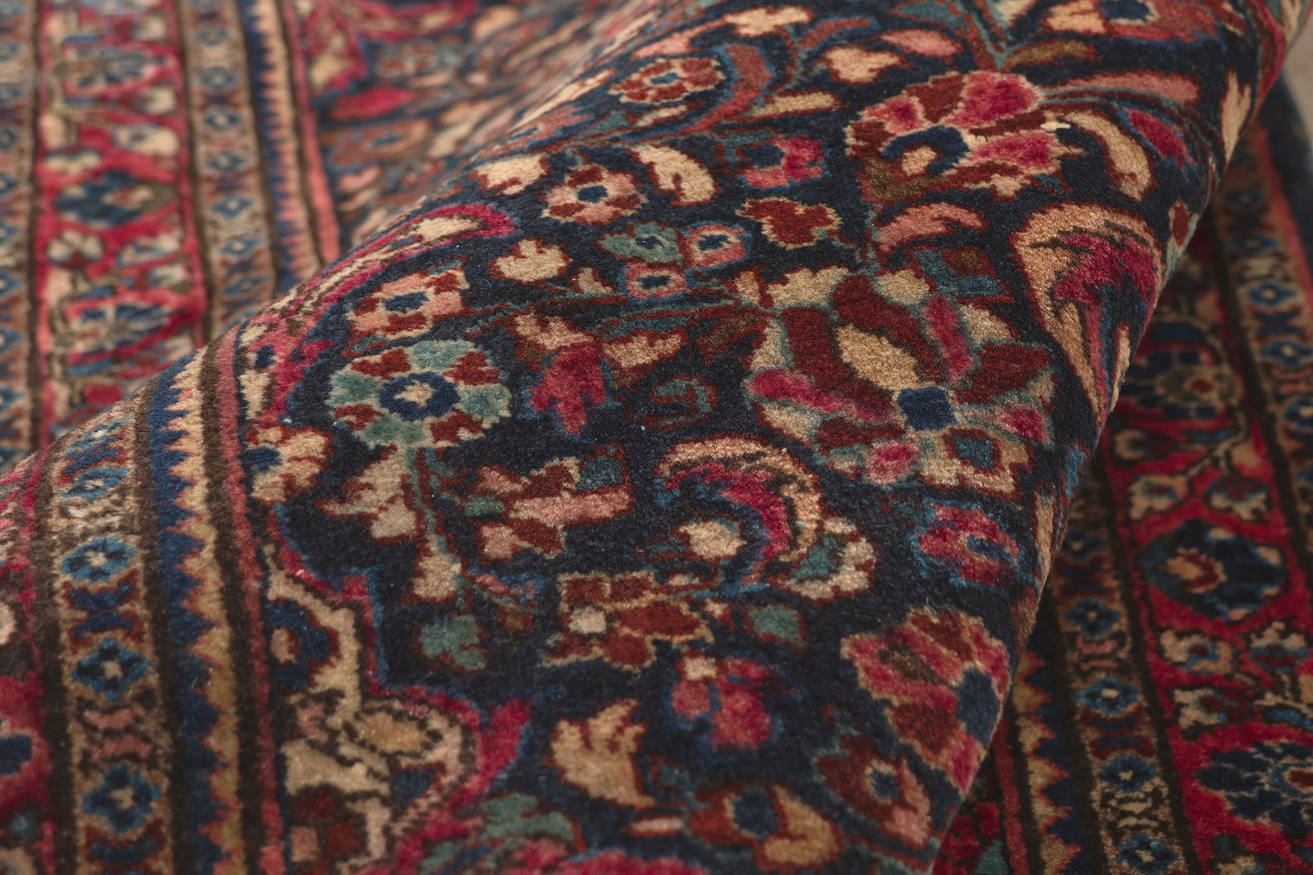 3 x 5 - Navy Blue Antique Persian Sarouk Rug - 79814
