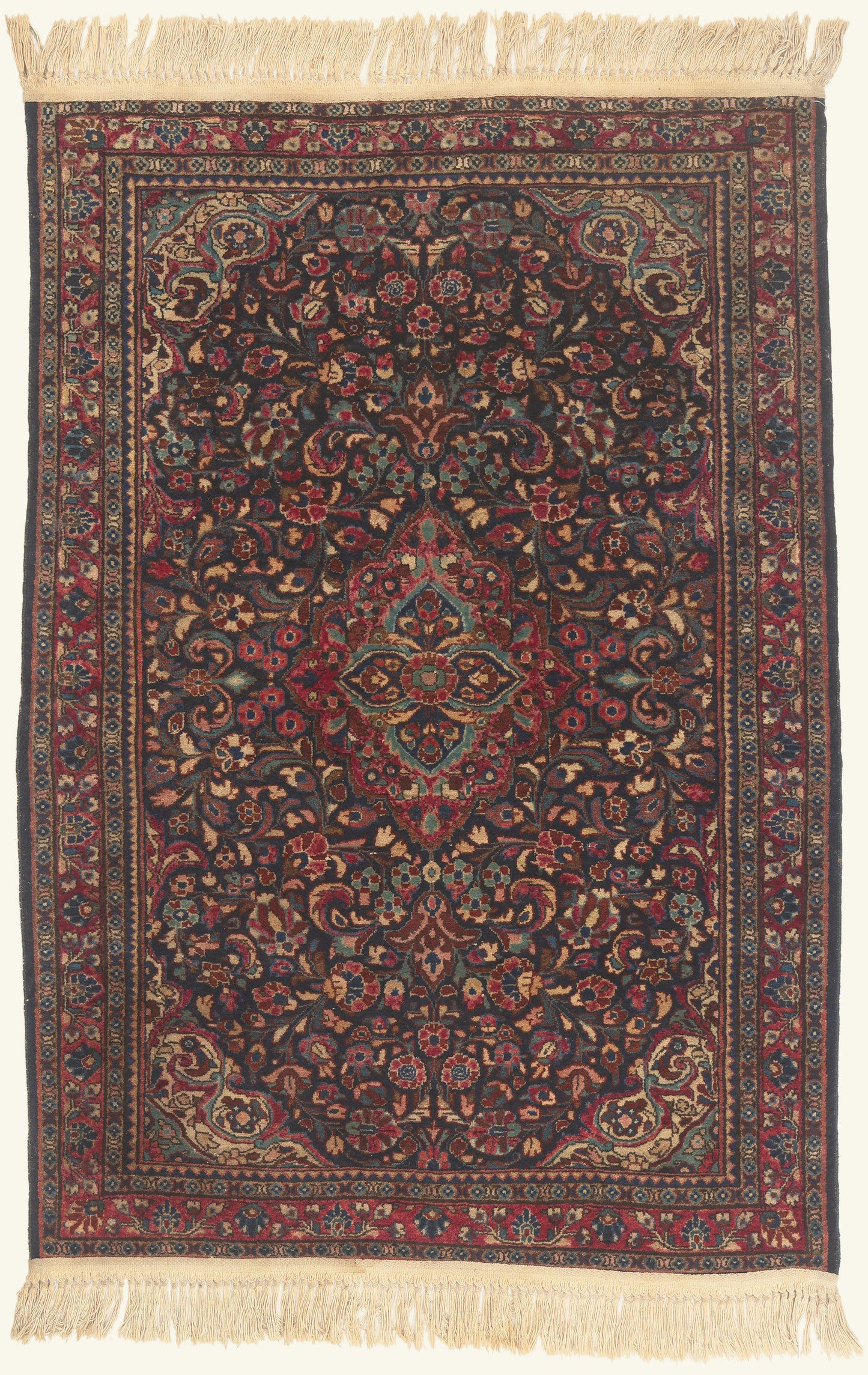 3 x 5 - Navy Blue Antique Persian Sarouk Rug - 79814