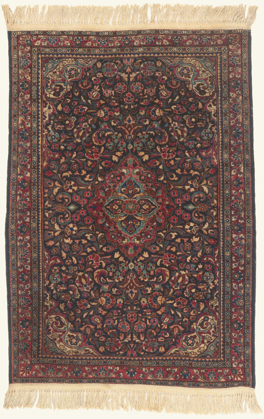 3 x 5 - Navy Blue Antique Persian Sarouk Rug - 79814