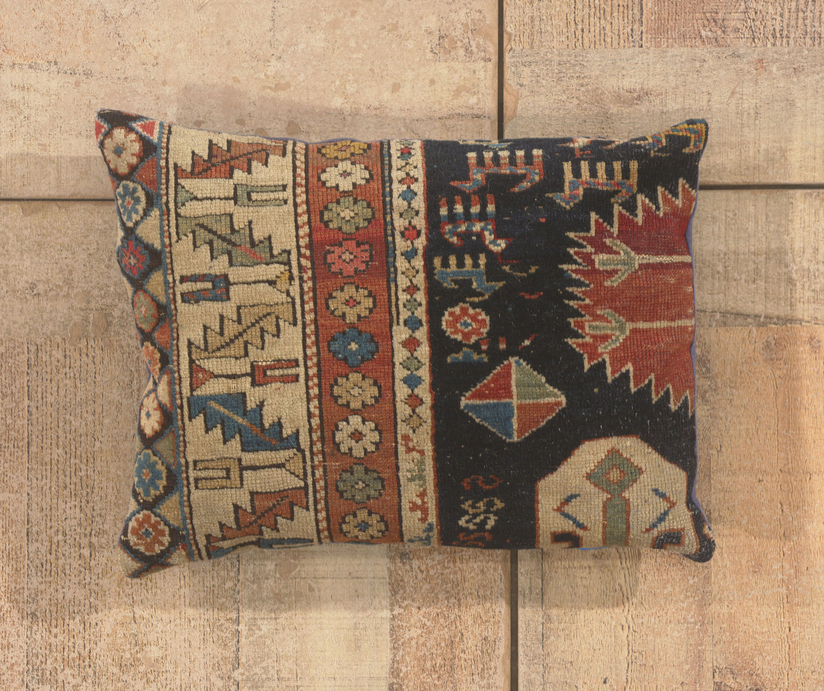 1 x 1 - Navy Blue Vintage Caucasian Pillow - 79819