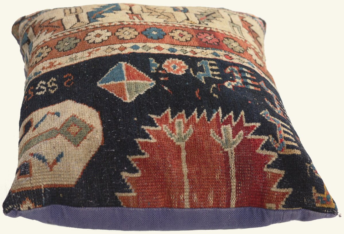 1 x 1 - Navy Blue Vintage Caucasian Pillow - 79819