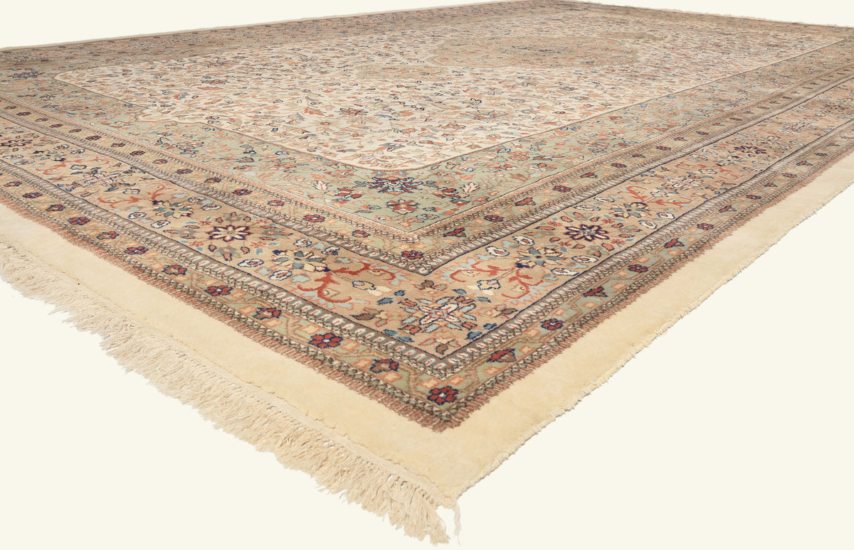 12 x 20 - Ivory Vintage Indian Tabriz Rug - 79822