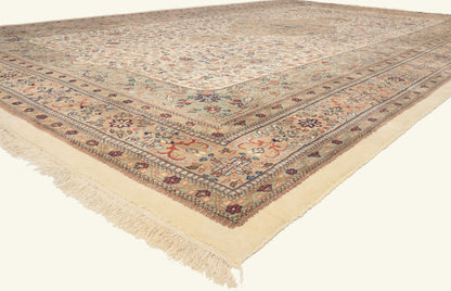 12 x 20 - Ivory Vintage Indian Tabriz Rug - 79822