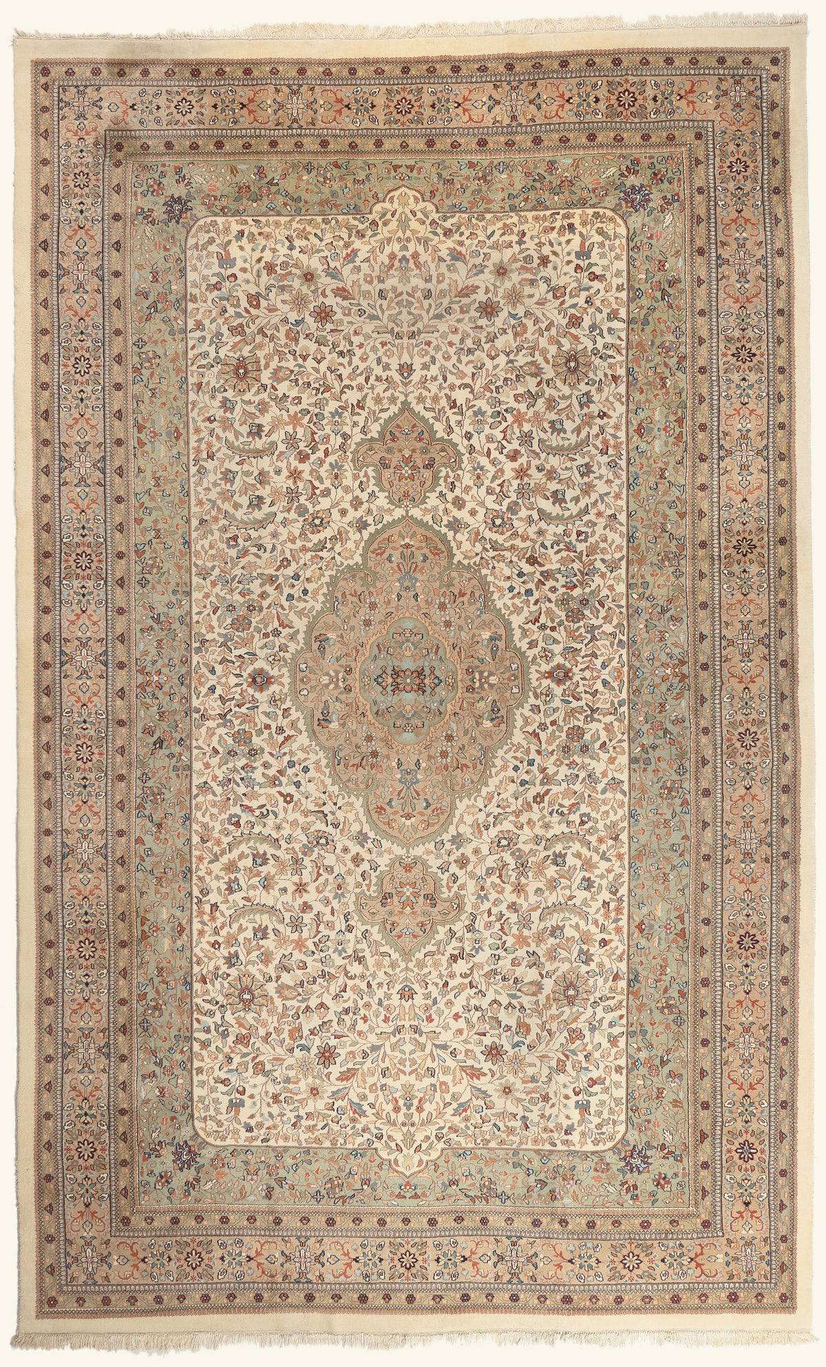 12 x 20 - Ivory Vintage Indian Tabriz Rug - 79822