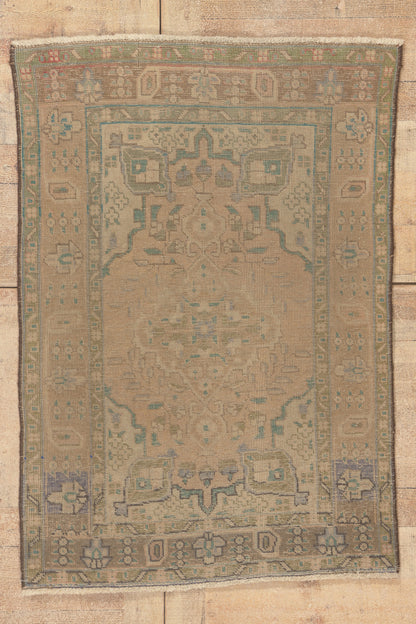 3 x 5 - Tan Vintage Persian Tabriz Rug - 79823