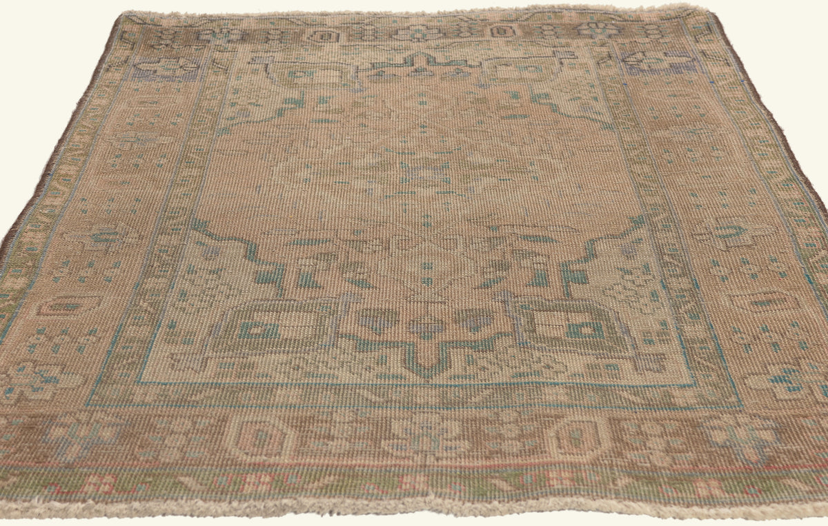 3 x 5 - Tan Vintage Persian Tabriz Rug - 79823