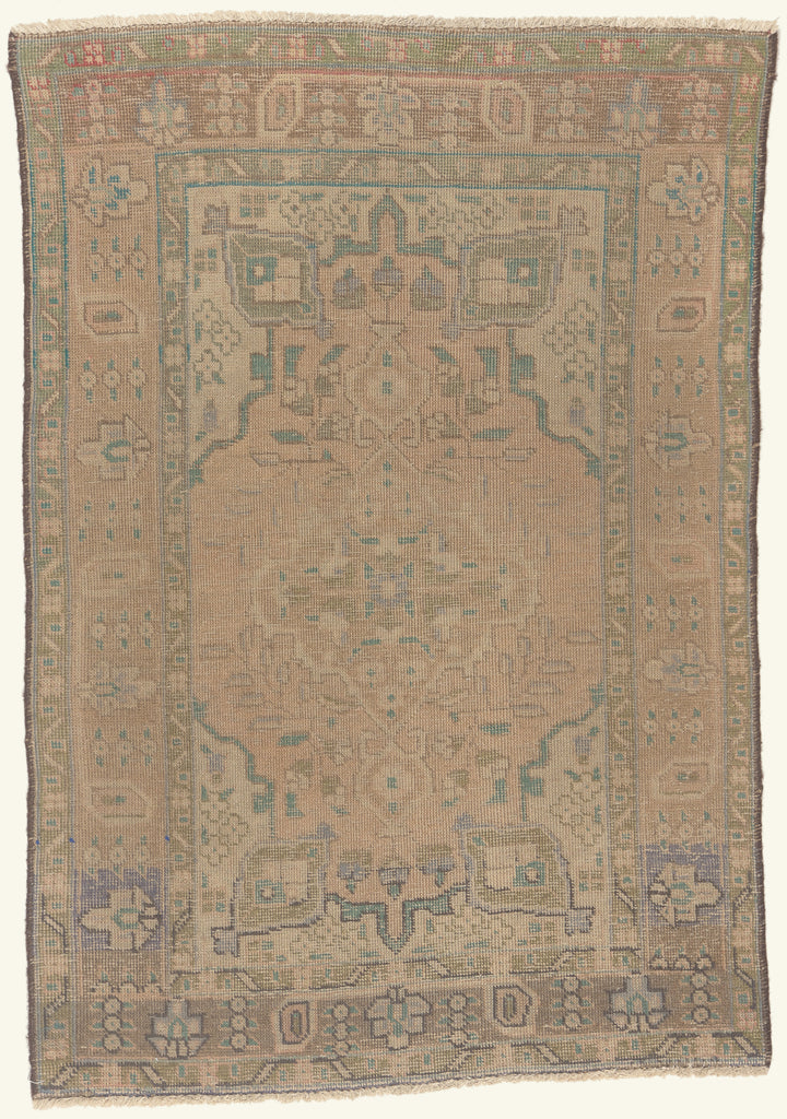 3 x 5 - Tan Vintage Persian Tabriz Rug - 79823
