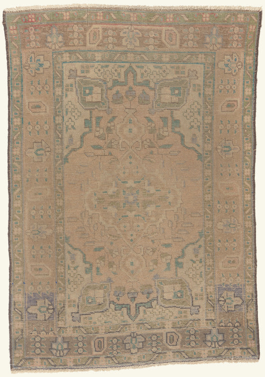 3 x 5 - Tan Vintage Persian Tabriz Rug - 79823