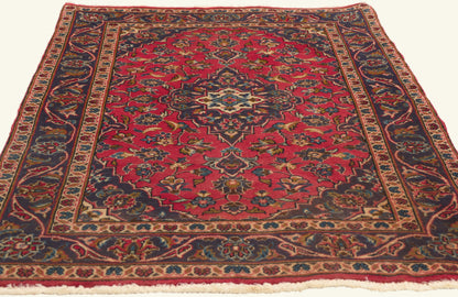 3 x 5 - Red Vintage Persian Kashan Rug - 79824