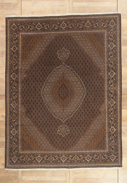 10 x 13 - Black Vintage Persian Tabriz Rug - 79825
