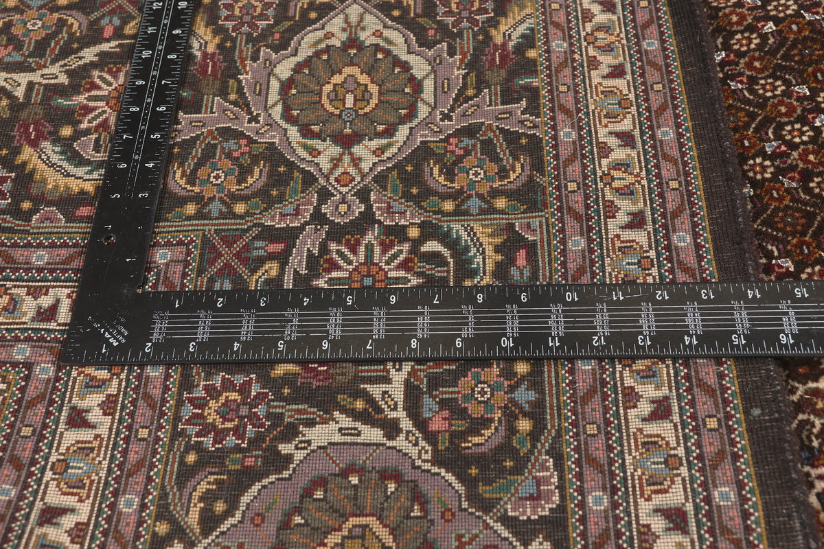 10 x 13 - Black Vintage Persian Tabriz Rug - 79825