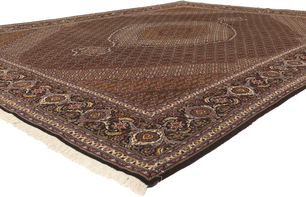 10 x 13 - Black Vintage Persian Tabriz Rug - 79825